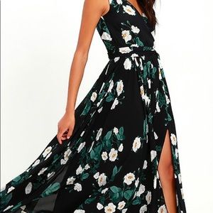 Black floral print maxi dress